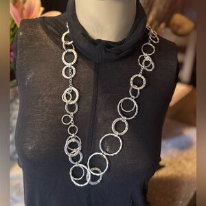 Costume Jewelry- long silver ring necklace
